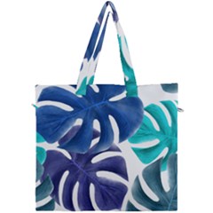 Leaves Tropical Blue Green Nature Canvas Travel Bag by Alisyart