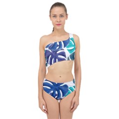 Leaves Tropical Blue Green Nature Spliced Up Two Piece Swimsuit by Alisyart