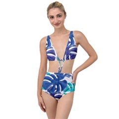 Leaves Tropical Blue Green Nature Tied Up Two Piece Swimsuit