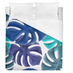 Leaves Tropical Blue Green Nature Duvet Cover (queen Size)