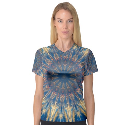 Kaleidoscope Mandala V-neck Sport Mesh Tee by Alisyart