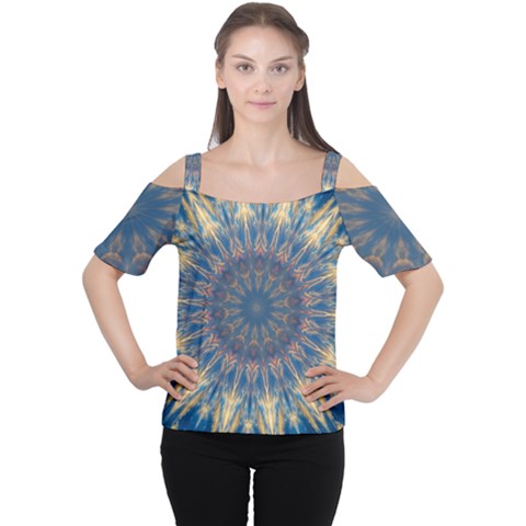 Kaleidoscope Mandala Cutout Shoulder Tee by Alisyart