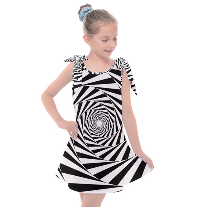 Pattern Texture Spiral Kids  Tie Up Tunic Dress