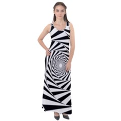 Pattern Texture Spiral Sleeveless Velour Maxi Dress