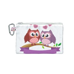Owl Cartoon Bird Canvas Cosmetic Bag (small)