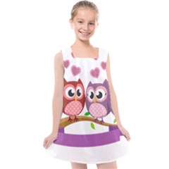 Owl Cartoon Bird Kids  Cross Back Dress