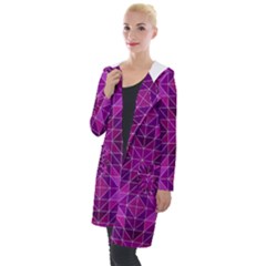 Purple Triangle Pattern Hooded Pocket Cardigan