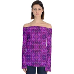 Purple Triangle Pattern Off Shoulder Long Sleeve Top by Alisyart