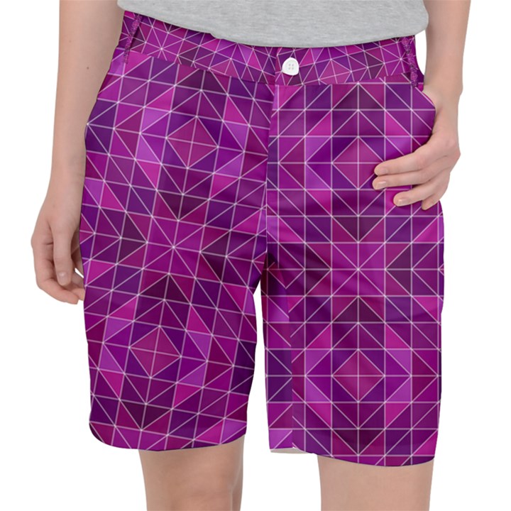 Purple Triangle Pattern Pocket Shorts