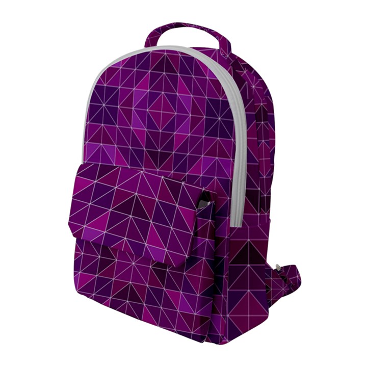 Purple Triangle Pattern Flap Pocket Backpack (Large)