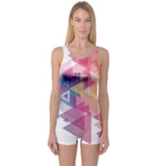 Science And Technology Triangle One Piece Boyleg Swimsuit by Alisyart