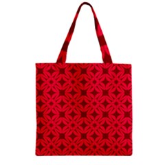 Red Magenta Wallpaper Seamless Pattern Zipper Grocery Tote Bag by Alisyart