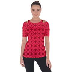 Red Magenta Wallpaper Seamless Pattern Shoulder Cut Out Short Sleeve Top by Alisyart