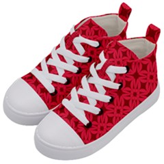 Red Magenta Wallpaper Seamless Pattern Kids  Mid-top Canvas Sneakers