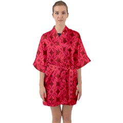 Red Magenta Wallpaper Seamless Pattern Quarter Sleeve Kimono Robe by Alisyart