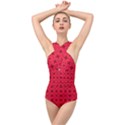 Red Magenta Wallpaper Seamless Pattern Cross Front Low Back Swimsuit View1