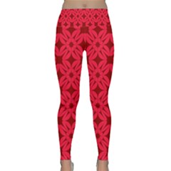 Red Magenta Wallpaper Seamless Pattern Lightweight Velour Classic Yoga Leggings