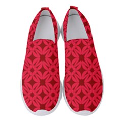 Red Magenta Wallpaper Seamless Pattern Women s Slip On Sneakers by Alisyart