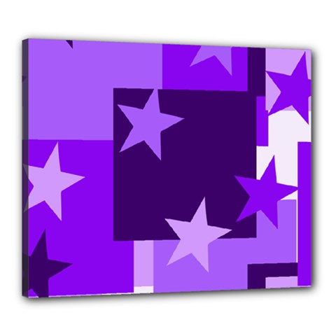 Purple Stars Pattern Shape Canvas 24  X 20  (stretched) by Pakrebo