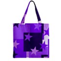 Purple Stars Pattern Shape Zipper Grocery Tote Bag View1