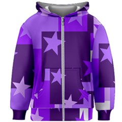 Purple Stars Pattern Shape Kids  Zipper Hoodie Without Drawstring