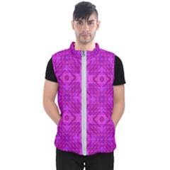 Magenta Mosaic Pattern Triangle Men s Puffer Vest by Pakrebo