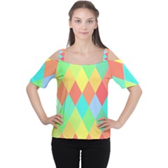 Low Poly Triangles Cutout Shoulder Tee