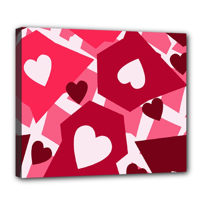 Pink Hearts Pattern Love Shape Deluxe Canvas 24  x 20  (Stretched)