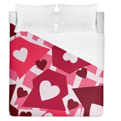 Pink Hearts Pattern Love Shape Duvet Cover (queen Size) by Pakrebo