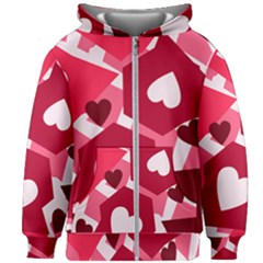 Pink Hearts Pattern Love Shape Kids  Zipper Hoodie Without Drawstring