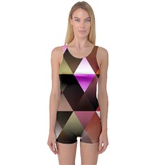 Abstract Geometric Triangles Shapes One Piece Boyleg Swimsuit