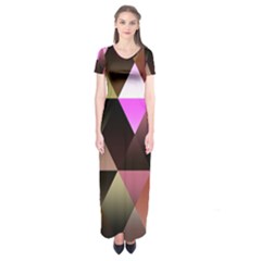 Abstract Geometric Triangles Shapes Short Sleeve Maxi Dress