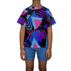 Memphis Pattern Geometric Abstract Kids  Short Sleeve Swimwear by Pakrebo
