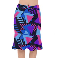 Memphis Pattern Geometric Abstract Mermaid Skirt by Pakrebo