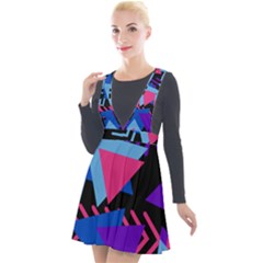 Memphis Pattern Geometric Abstract Plunge Pinafore Velour Dress by Pakrebo