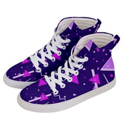 Purple Blue Geometric Pattern Men s Hi-top Skate Sneakers by Pakrebo