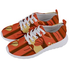 Amber Yellow Stripes Leaves Floral Men s Lightweight Sports Shoes by Pakrebo