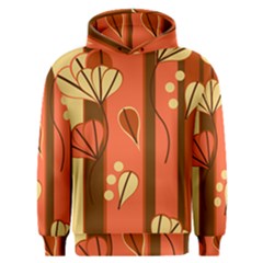 Amber Yellow Stripes Leaves Floral Men s Overhead Hoodie