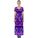 Seamless Purple Pink Pattern High Waist Short Sleeve Maxi Dress View1