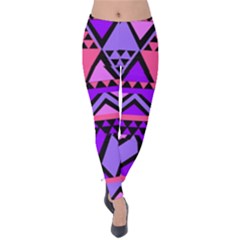 Seamless Purple Pink Pattern Velvet Leggings by Pakrebo