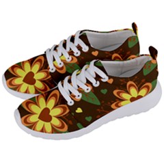 Floral Hearts Brown Green Retro Men s Lightweight Sports Shoes by Pakrebo