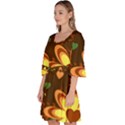 Floral Hearts Brown Green Retro Velour Kimono Dress View2