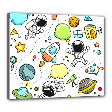 Sketch Cartoon Space Set Canvas 24  X 20  (stretched)