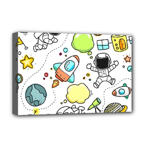 Sketch Cartoon Space Set Deluxe Canvas 18  X 12  (stretched) by Pakrebo