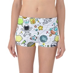 Sketch Cartoon Space Set Boyleg Bikini Bottoms by Pakrebo