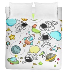 Sketch Cartoon Space Set Duvet Cover Double Side (queen Size) by Pakrebo