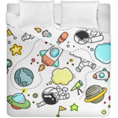 Sketch Cartoon Space Set Duvet Cover Double Side (king Size) by Pakrebo