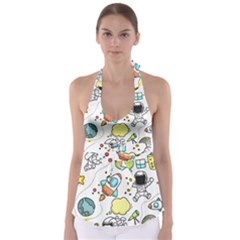 Sketch Cartoon Space Set Babydoll Tankini Top by Pakrebo