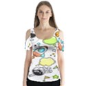 Sketch Cartoon Space Set Butterfly Sleeve Cutout Tee  View1