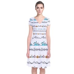 Decoration Element Style Pattern Short Sleeve Front Wrap Dress